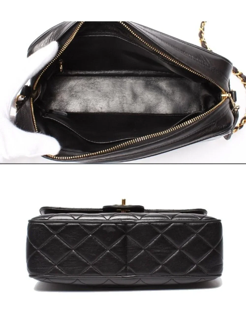 Chanel Chain Shoulder Bag Single Crossbody Gold Lambskin